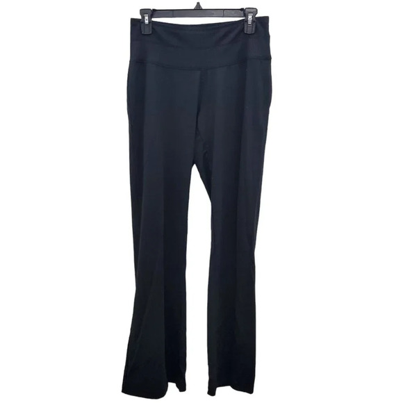 Tek Gear Women's Basic Black Ribbed Waist‎ Flared Leggings Yoga Pants Size M - Picture 1 of 4